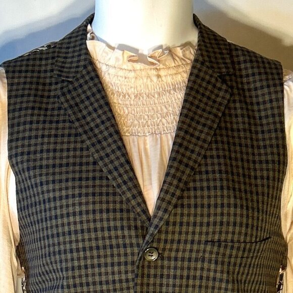Paisley & Gray SZ M Unisex Plaid Vest Printed Back Menswear Cottage Prairie Tim - Picture 5 of 13